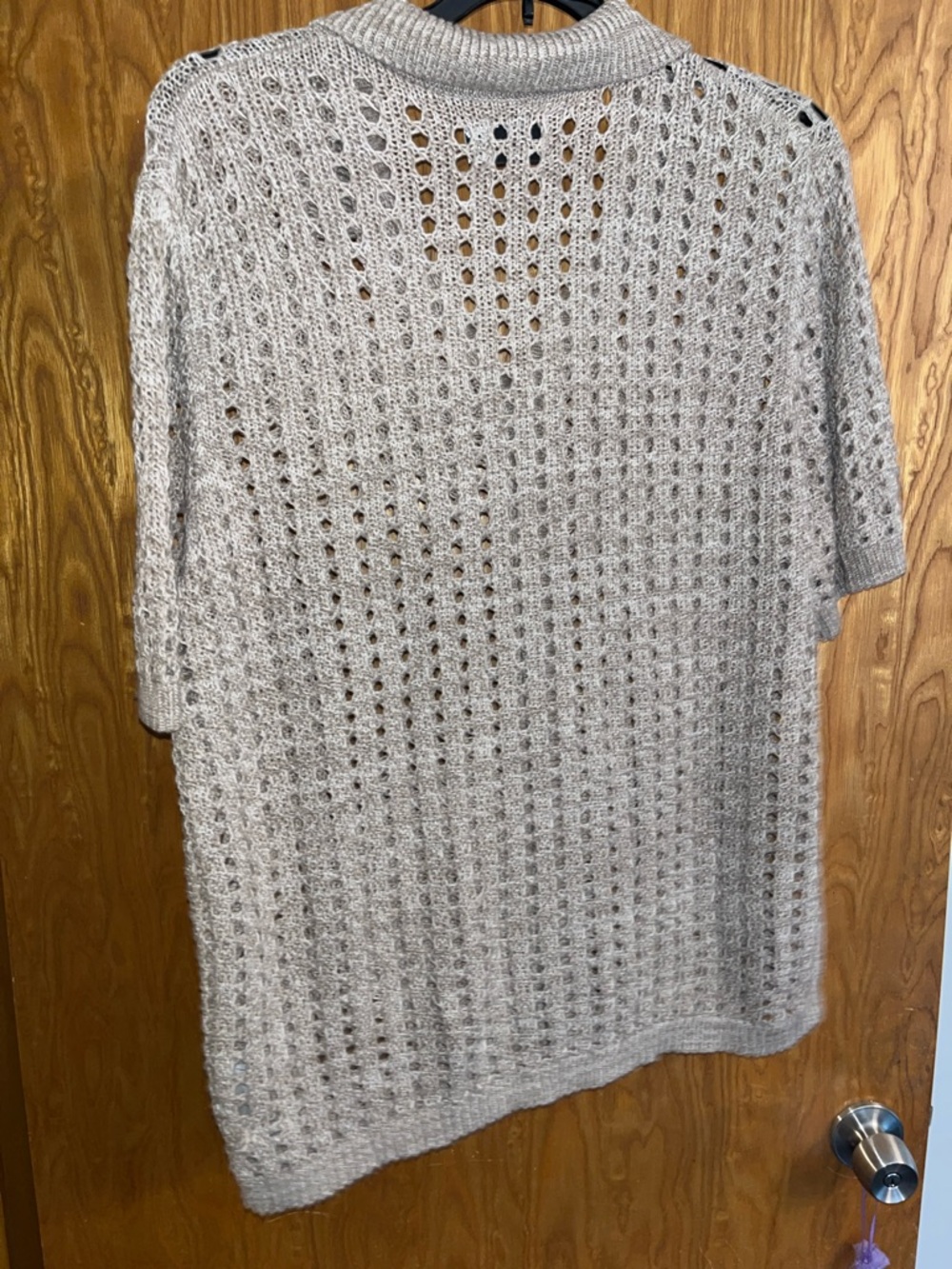 ASOS Taupe Open-Knit Short Sleeve Cardigan - Picture 8 of 10